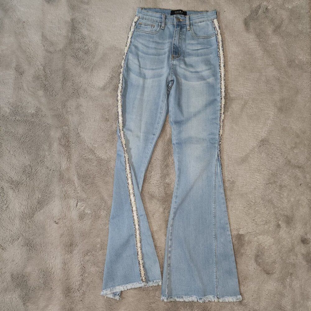 Akira Flare Jeans with Pearls Size 5 - Picture 9 of 10